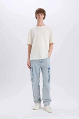 Relax Fit Wide Leg Cotton Trousers