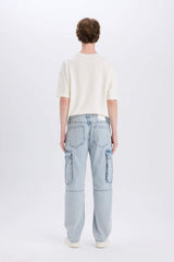 Relax Fit Wide Leg Cotton Trousers