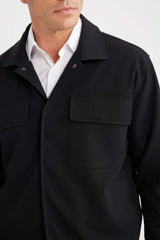 Relax Fit Polo Collar Shirt Jacket with Snap Pockets