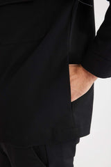 Relax Fit Polo Collar Shirt Jacket with Snap Pockets