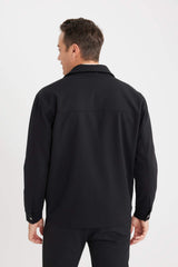 Relax Fit Polo Collar Shirt Jacket with Snap Pockets