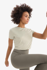 DeFactoFit Crew Neck Basic Sports Crop Top T-Shirt