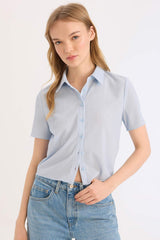 Slim Fit Shirt Collar Short Sleeve Shirt