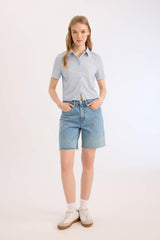 Slim Fit Shirt Collar Short Sleeve Shirt