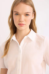 Slim Fit Shirt Collar Short Sleeve Shirt