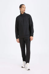 DeFactoFit Standard Fit Stand Collar Zippered Scuba Diving Fabric Sports Sweatshirt