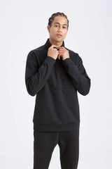 DeFactoFit Standard Fit Stand Collar Zippered Scuba Diving Fabric Sports Sweatshirt