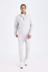 DeFactoFit Standard Fit Stand Collar Zippered Scuba Diving Fabric Sports Sweatshirt