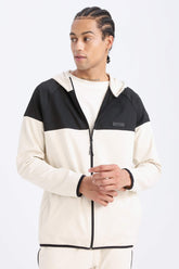 DeFactoFit Standard Fit Hooded Scuba Diving Fabric Sports Zippered Sweatshirt