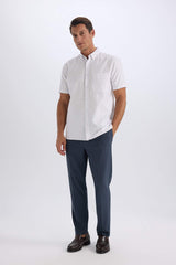 Regular Fit Polo Collar Oxford Short Sleeve Shirt