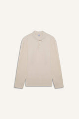 100% Cotton New Regular Fit Basic Plain Long Sleeve Textured Pique Polo T-Shirt