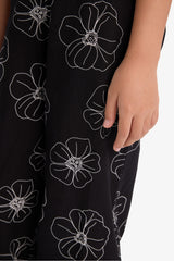 Girl Patterned Wide Leg Cotton Trousers