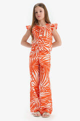 Girl Patterned Wide Leg Cotton Trousers