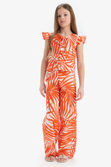 Girl Patterned Wide Leg Cotton Trousers