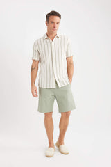 Regular Fit Polo Neck Striped Summer Shirt