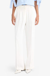 Wide Leg Regular Hem Double Pocket Crepe Trousers