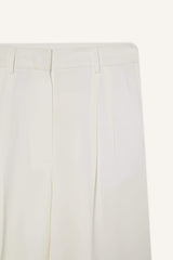 Wide Leg Regular Hem Double Pocket Crepe Trousers