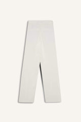 Wide Leg Regular Hem Double Pocket Crepe Trousers