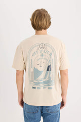 100% Cotton Boxy Fit Cycling Collar Back Printed Short Sleeve T-Shirt