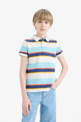 Boys Striped Pike Short Sleeve Polo T-Shirt