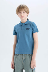 Boy Embroidered Short Sleeve Polo Shirt