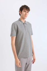 Regular Fit Short Sleeve Waffle Polo T-Shirt