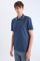 Regular Fit Short Sleeve Waffle Polo T-Shirt