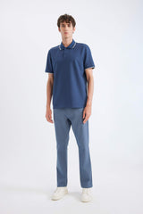 Regular Fit Short Sleeve Waffle Polo T-Shirt