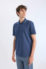 Regular Fit Short Sleeve Waffle Polo T-Shirt