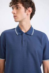 Regular Fit Short Sleeve Waffle Polo T-Shirt