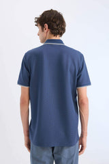Regular Fit Short Sleeve Waffle Polo T-Shirt