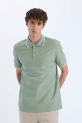 Regular Fit Short Sleeve Waffle Polo T-Shirt