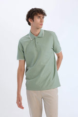 Regular Fit Short Sleeve Waffle Polo T-Shirt