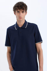 Regular Fit Short Sleeve Waffle Polo T-Shirt