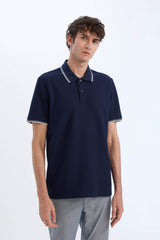 Regular Fit Short Sleeve Waffle Polo T-Shirt