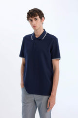 Regular Fit Short Sleeve Waffle Polo T-Shirt