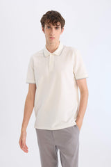 Regular Fit Short Sleeve Waffle Polo T-Shirt