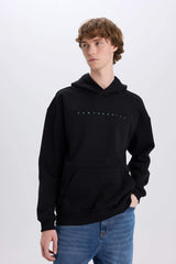 Boxy Fit Hooded Back Printed Sweatshirt