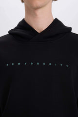 Boxy Fit Hooded Back Printed Sweatshirt