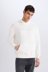 Boxy Fit Hooded Back Printed Sweatshirt