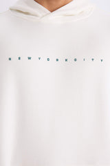 Boxy Fit Hooded Back Printed Sweatshirt