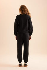 Regular Fit 2-Piece Set Thick Crew Neck Sweatshirt Flexible Waist Jogger Sweatpants