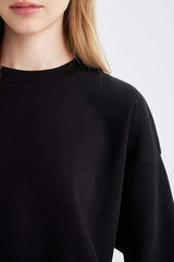 Regular Fit 2-Piece Set Thick Crew Neck Sweatshirt Flexible Waist Jogger Sweatpants