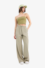 Wide Leg Regular Waist Linen Blend Trosuers