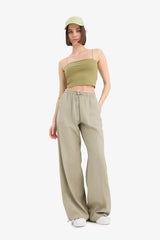 Wide Leg Regular Waist Linen Blend Trosuers