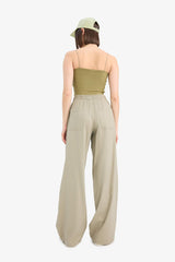 Wide Leg Regular Waist Linen Blend Trosuers