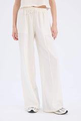 Wide Leg Regular Waist Linen Blend Trosuers