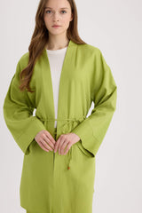 Relax Fit Belted Linen Blend Kimono