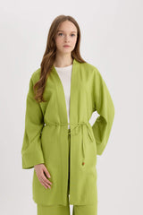 Relax Fit Belted Linen Blend Kimono