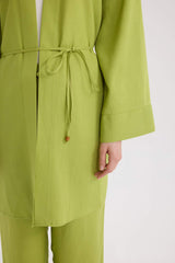 Relax Fit Belted Linen Blend Kimono